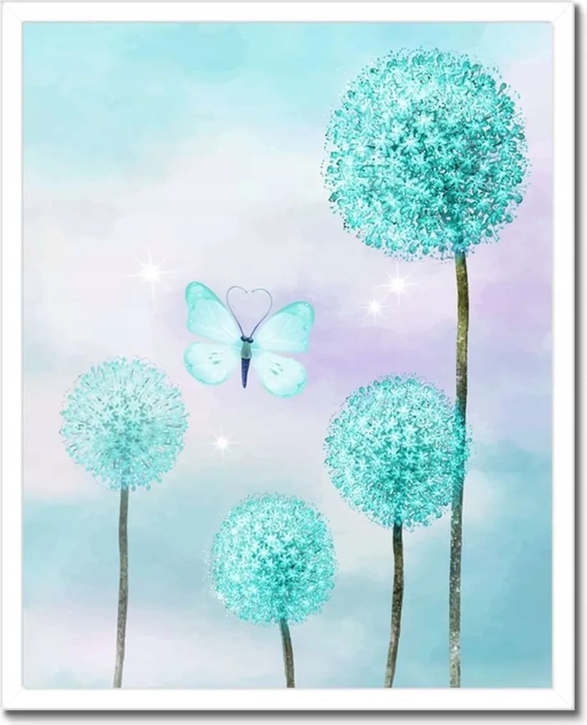 Poszterek keretben 40x50 Pillangók Türkiz világ