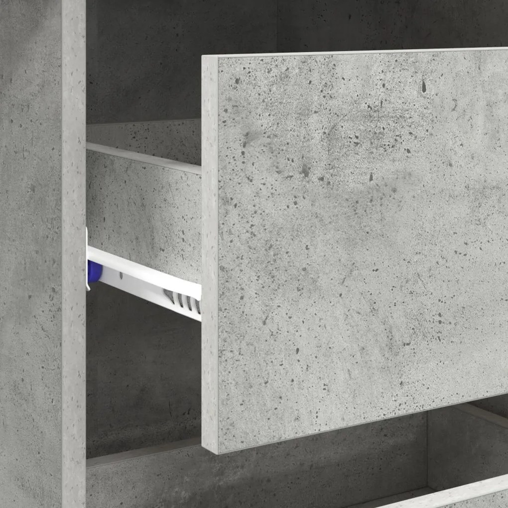 vidaXL Asztal fiókkal tárolóval Beton Szürke 90 x 37.5 x 75 cm Faanyag