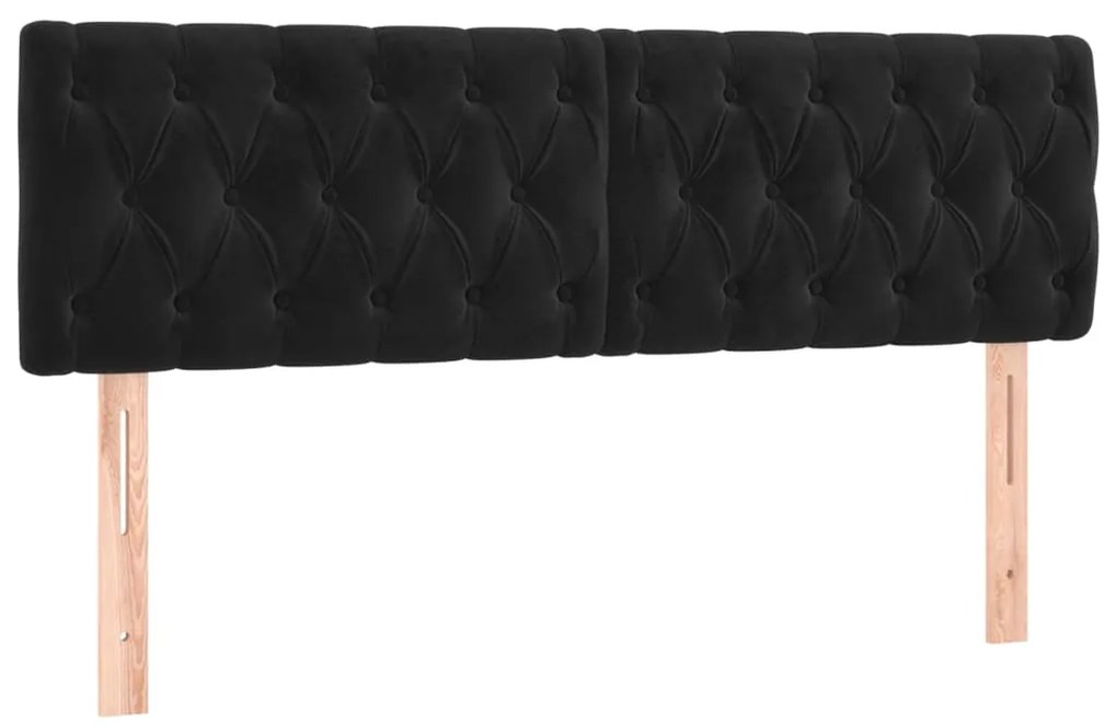 2 db fekete bársony fejtámla 72 x 7 x 78/88 cm