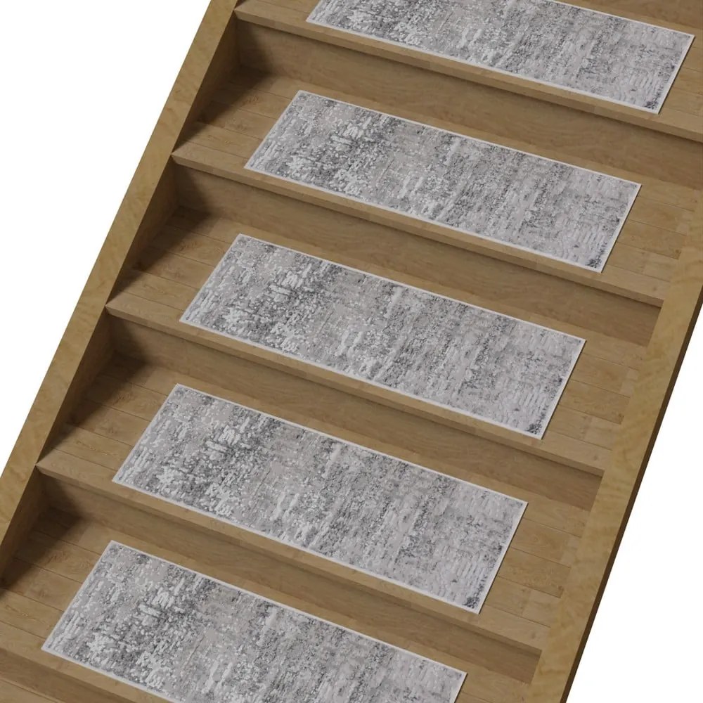 Szürke pamut lépcsőszőnyeg szett 16 db-os 25x65 cm Milano Gri – Vitaus