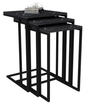 KÉSZLET 3x Kisasztal fekete