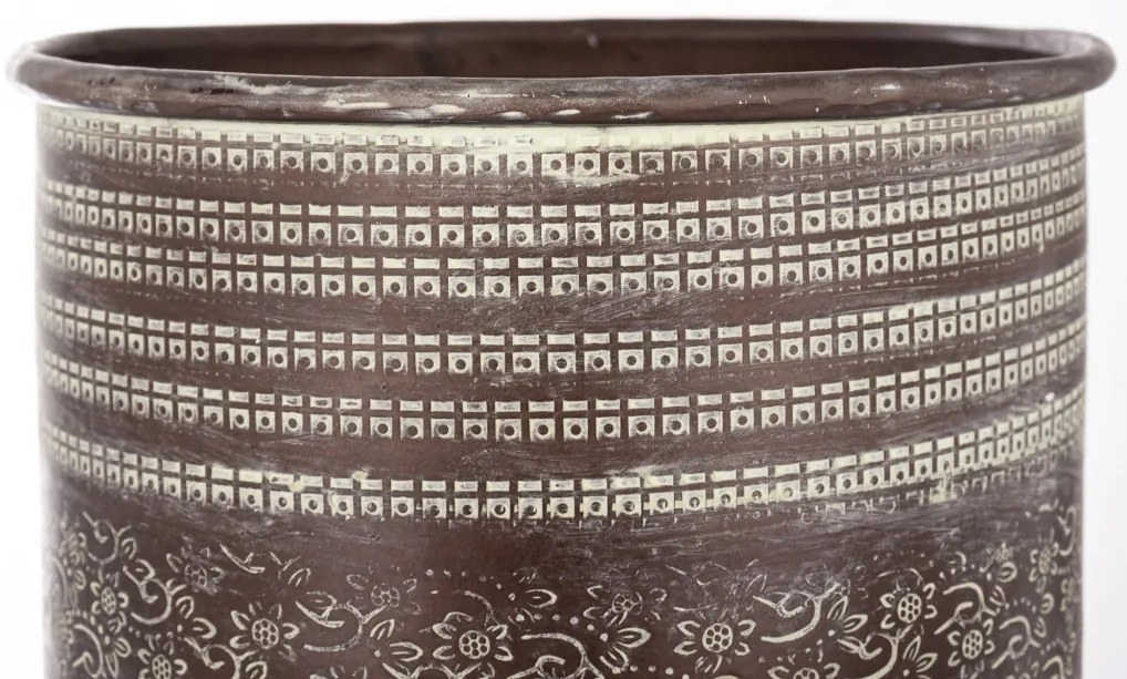 Derby design keleties áttört fém fehérbarna esernyőtartó fém állvány 55x20x20cm