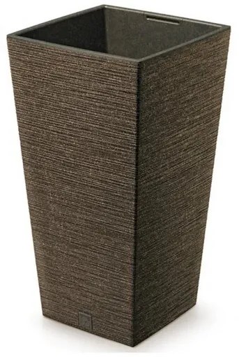 FURU SQUARE ECO WOOD virágtartó 30 cm betéttel, sötétbarna, M