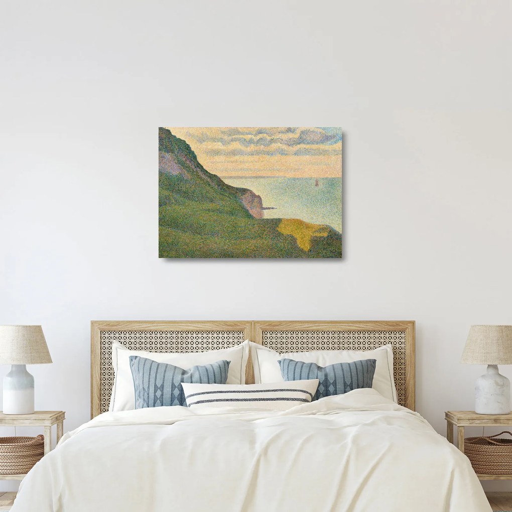 Üveg kép - Georges Seurat, Seascape at Port-en-Bessin, Normandy, reprodukciók (70x50 cm)