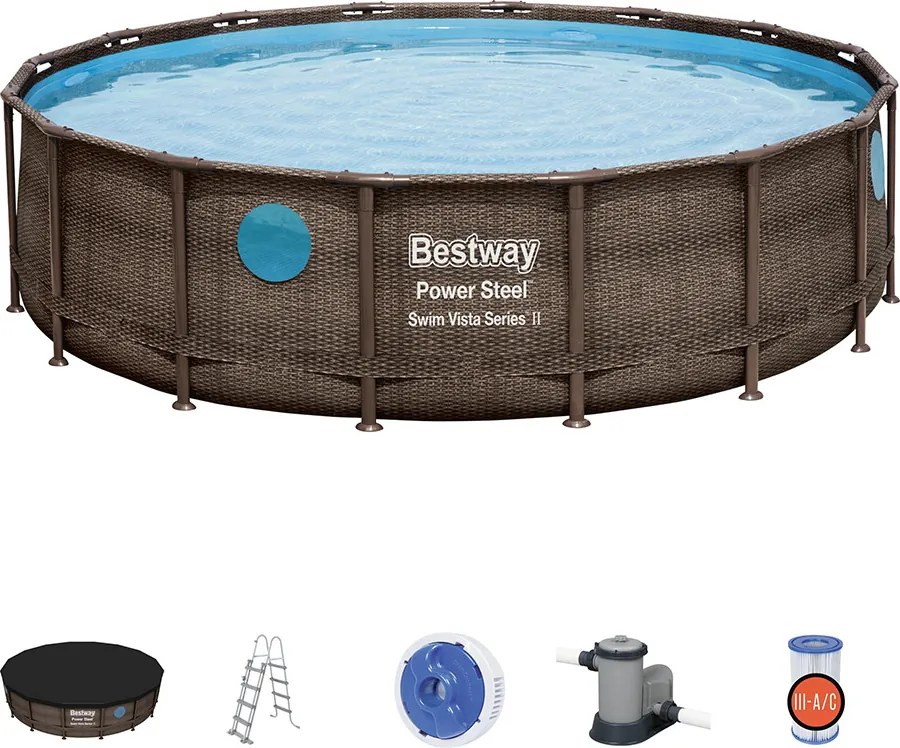 Bestway BORA BORA rattan hatású fémvázas medence szett 549 x 122 cm