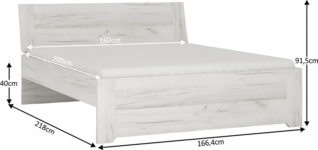 Ágy Typ 92, fehér craft, 160x200, ANGEL