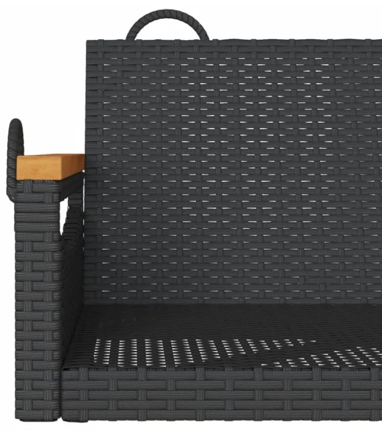 fekete polyrattan hintapad 63 x 62 x 40 cm