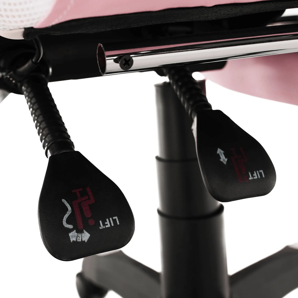 Irodai/gamer szék RGB LED világítással, rózsaszín/fehér, JOVELA