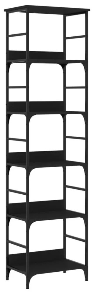 fekete szerelt fa könyvespolc 50 x 33 x 188,5 cm