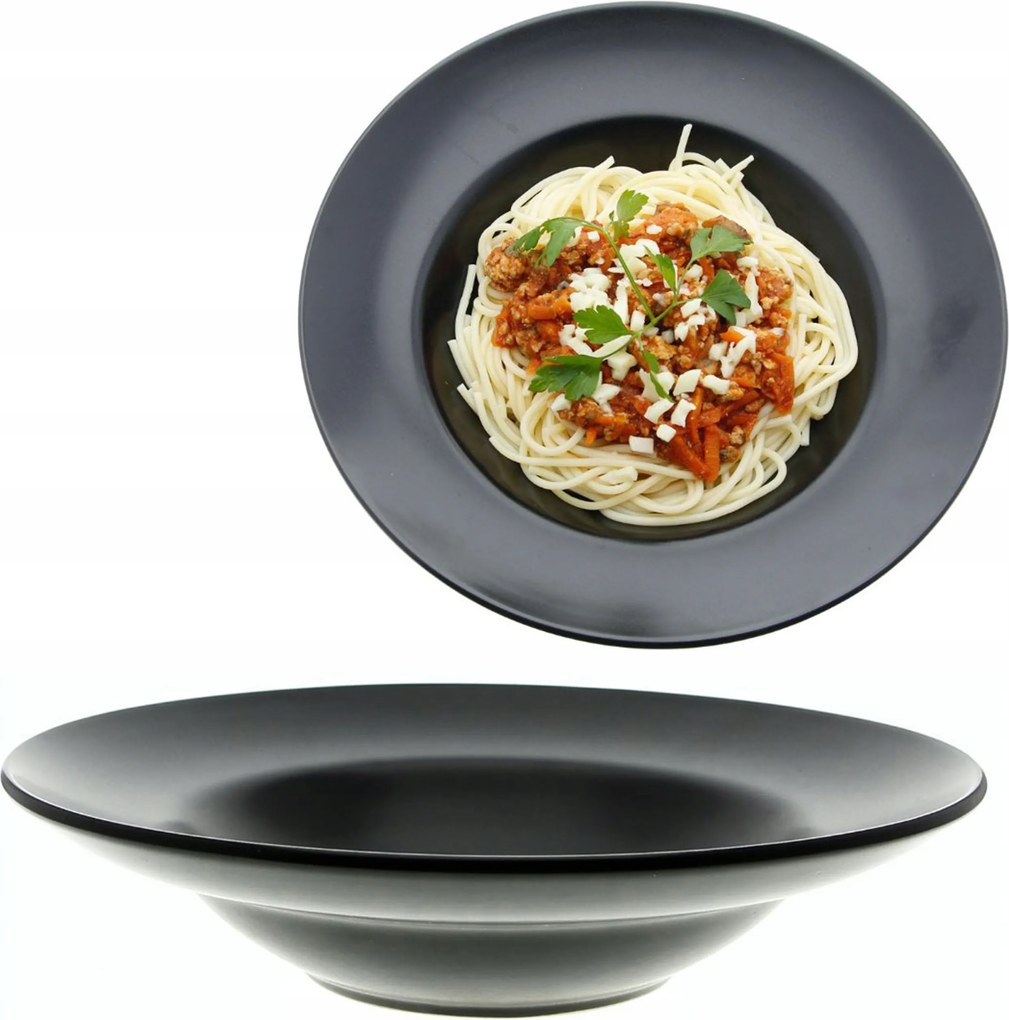 Leveses Mélytányér Ebédlő Tésztatányér Fekete 24 CM