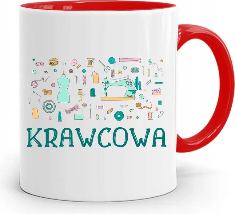 Piros Szabó Bögre Varrónő Ajándék fényképes nyomtatással