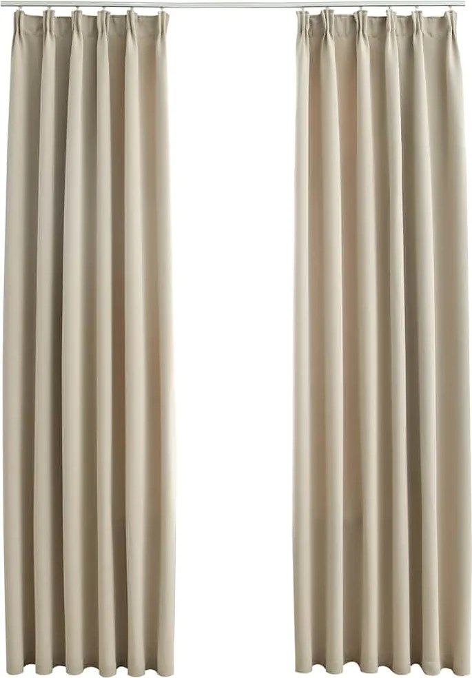 vidaXL 2 db bézs sötétítőfüggöny kampókkal 140 x 225 cm