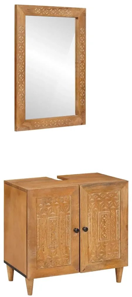 Fürdőszoba bútor szett tárolóval 2 pcs Barna 62 x 33 x 58 cm