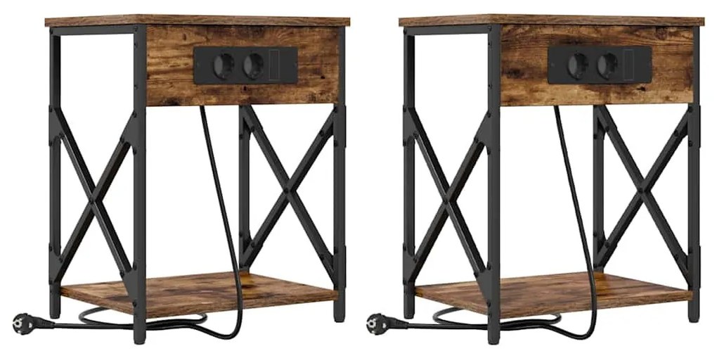 Éjjeliszekrény 2 pcs Füstölt tölgy 41 x 31 x 51 cm Faanyag