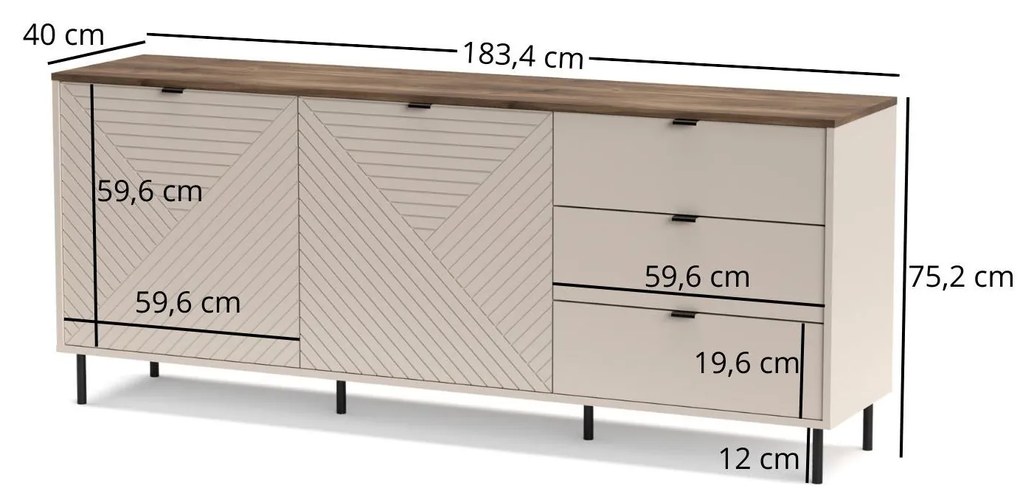 Komód Eliminados (kasmír + tölgy castello) . 1116835
