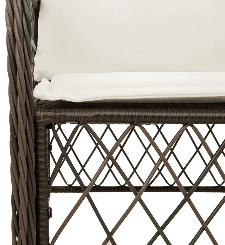 3 részes barna polyrattan bisztrógarnitúra párnákkal