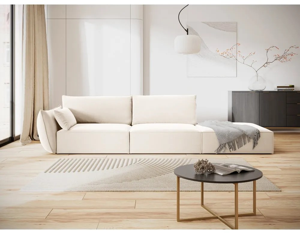 Bézs bársony kanapé, bal oldali 264 cm Vanda – Mazzini Sofas