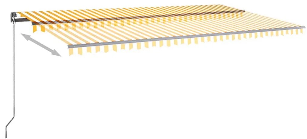 Sárga-fehér szélérzékelős és LED-es napellenző 600 x 350 cm