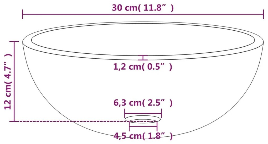 Fekete edzett üveg mosdókagyló 30 x 12 cm