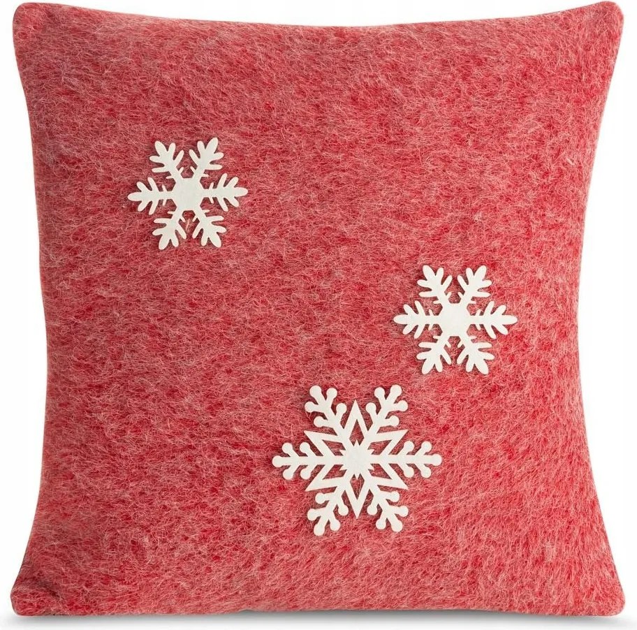 Karácsonyi párnahuzat 40x40 Chp 83 piros fehér hópehely filcből Pś 23