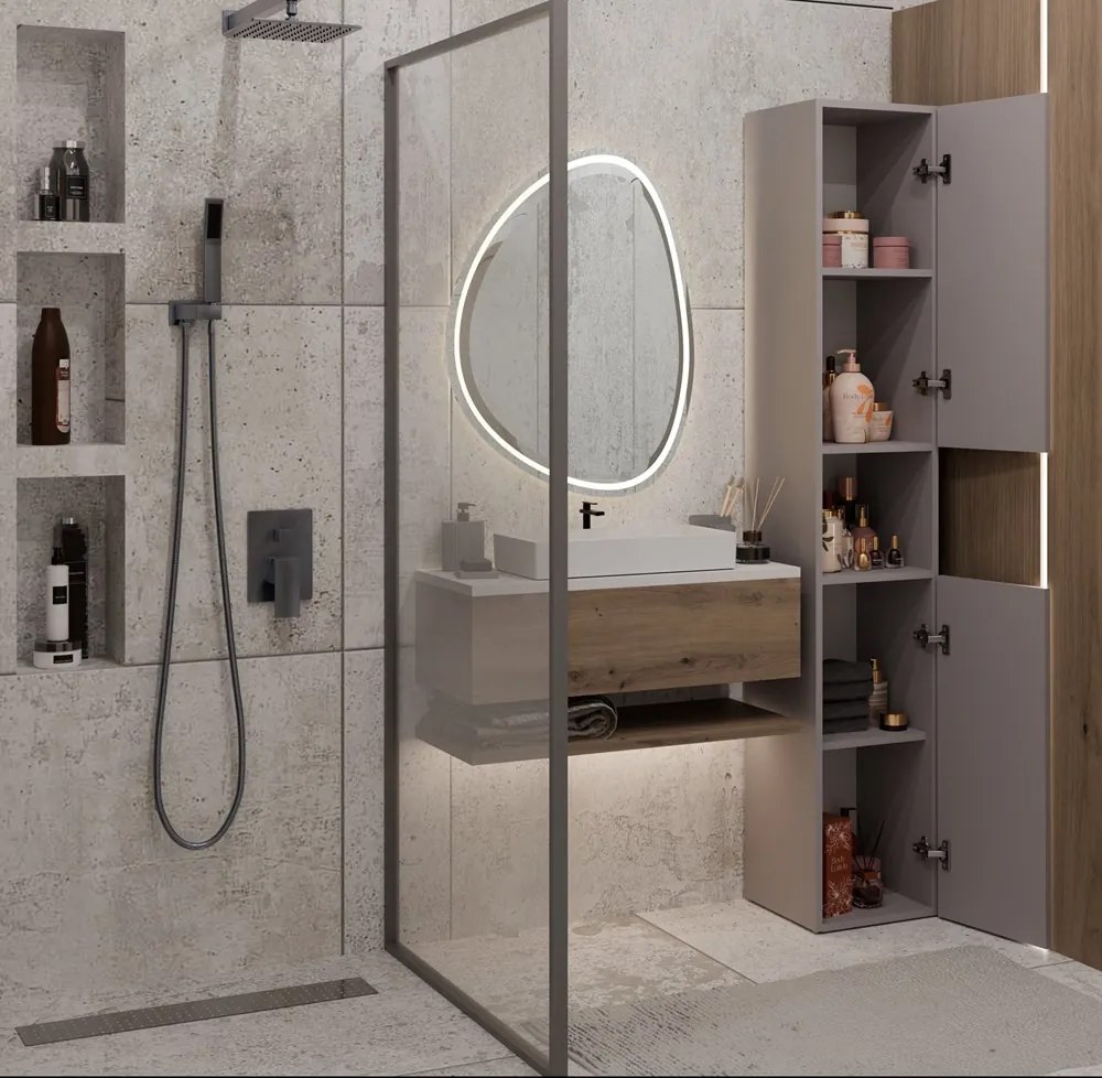 Faenza Nel I fürdőszoba szekrény, 30x31x174 cm, agyag színű