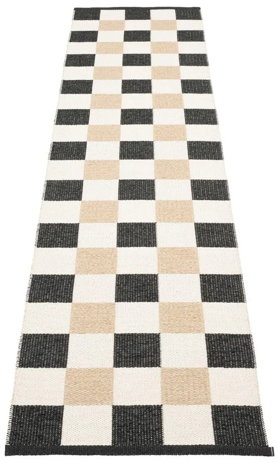 Fekete-krémszínű kültéri-beltéri futószőnyeg 70x300 cm Pix Black Vanilla – Pappelina