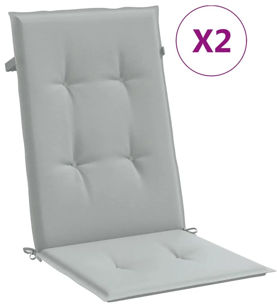 2 db világosszürke szövet magas háttámlájú székpárna 120x50x5cm