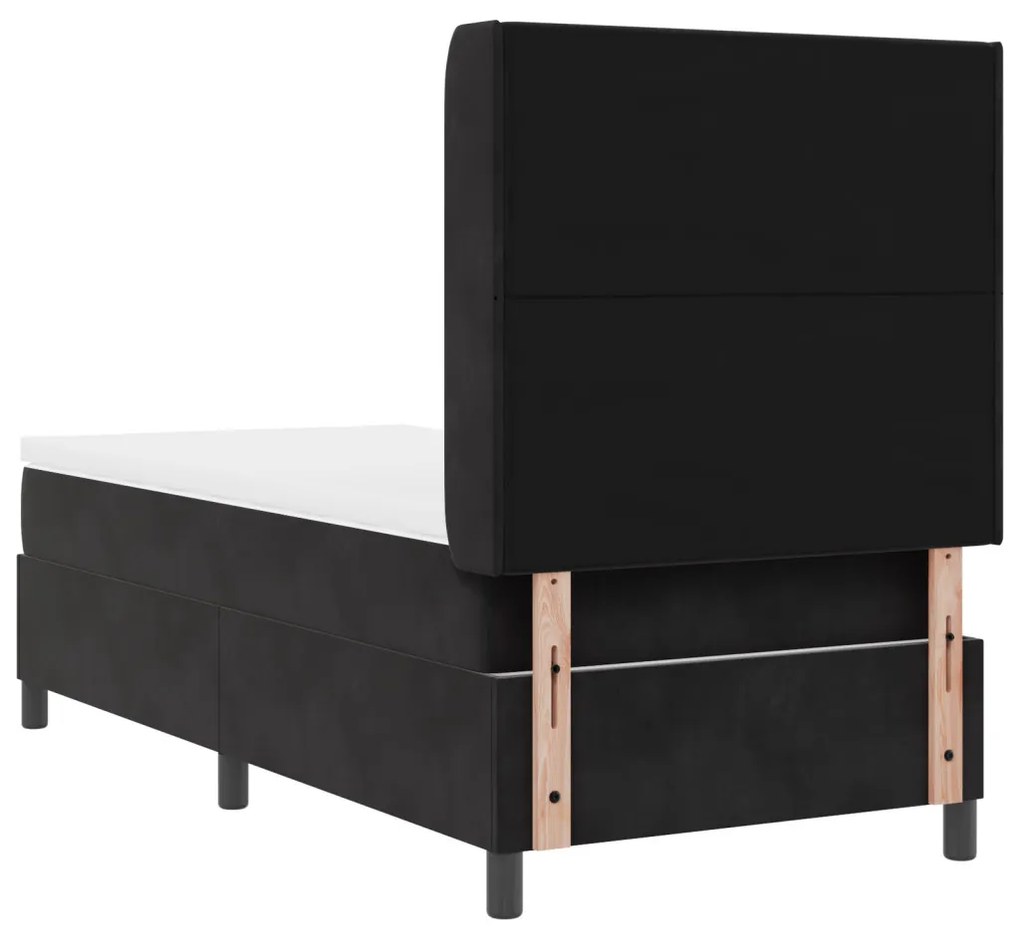 Boxspring Ágy Matraccal és LED Fekete 80x200 cm Bársonyos