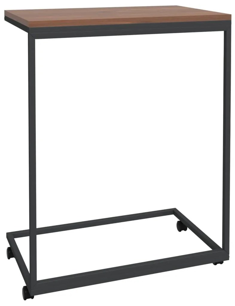 Fekete szerelt fa kisasztal kerekekkel 55x35x70 cm
