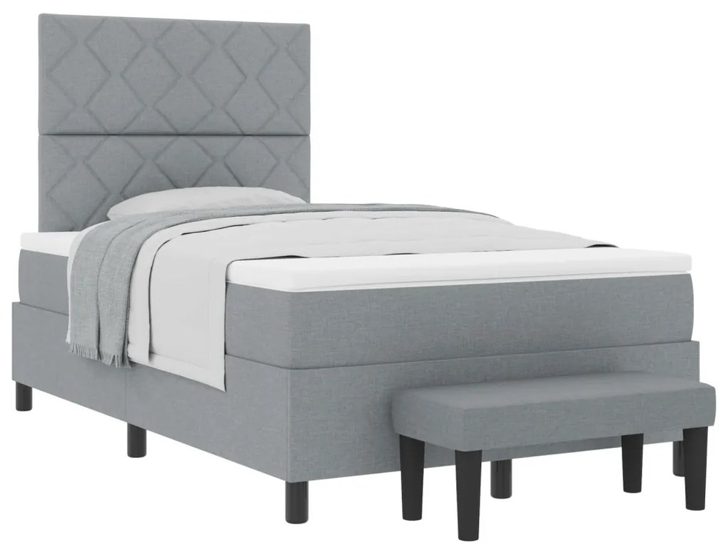 Boxspring ágy matraccal és padlós lámpával Szürke 120x200 cm Szövet