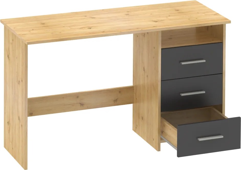 Számítógépasztal, artisan tölgy/grafit, LARISTOTE NEW