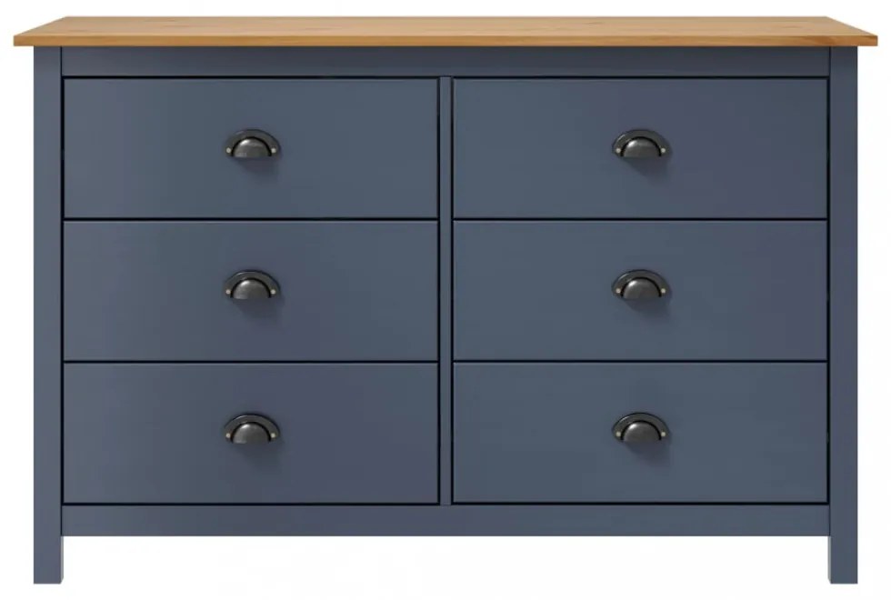 Hill range szürke tömör fenyőfa komód 125 x 40 x 80 cm