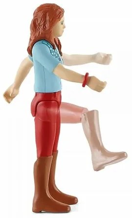 Schleich 42539 Vörös hajú Hannah mozgatható végtagokkal lovon, 15 cm