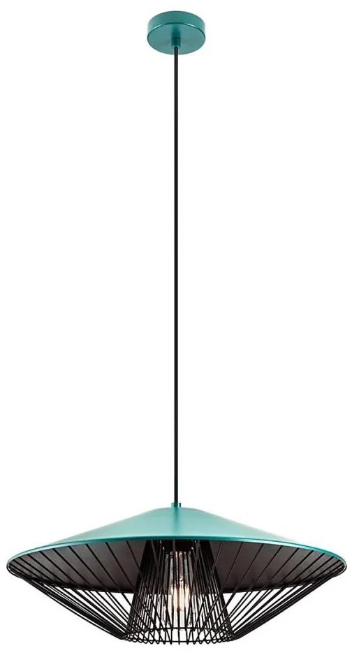 Redo 01-3010 - Zsinóros csillár GRILL 1xE27/42W/230V átm. 49,5 cm fekete/türkiz