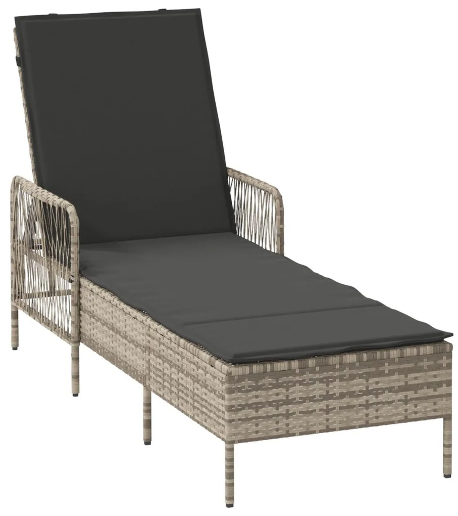 Napágy Világosszürke PE rattan 157 x 55 x 92 cm Összecsukható
