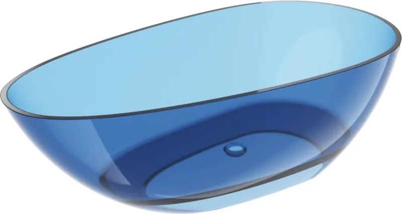 Mexen Glass denim szabadon álló átlátszó fürdőkád 170 x 85 cm, krómozott lefolyó - 58061708507