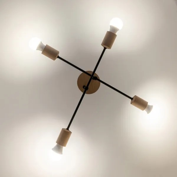 Felületre szerelt mennyezeti csillár CAMBRIDGE 4xE27/15W/230V fenyő