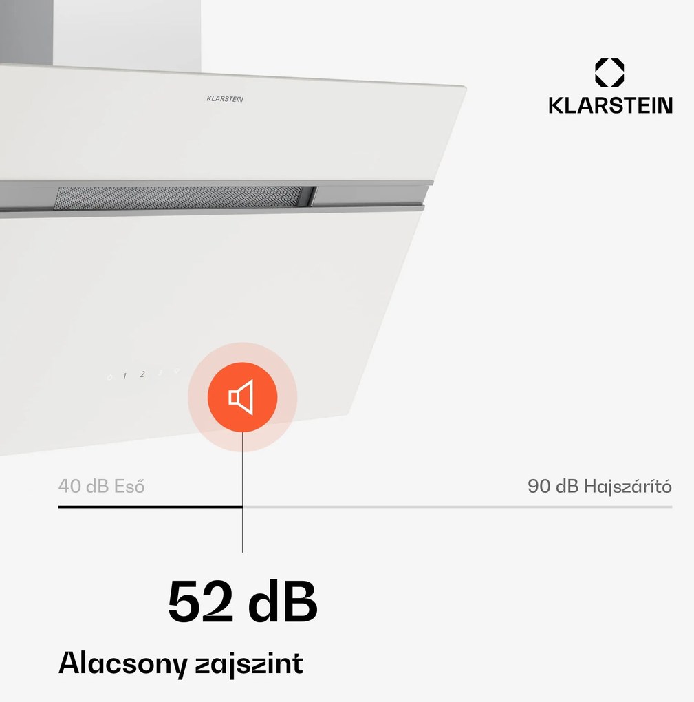 Klarstein Alina elszívó páraelszívó, 60 cm, 600 m³/h, Csendes, EEK A