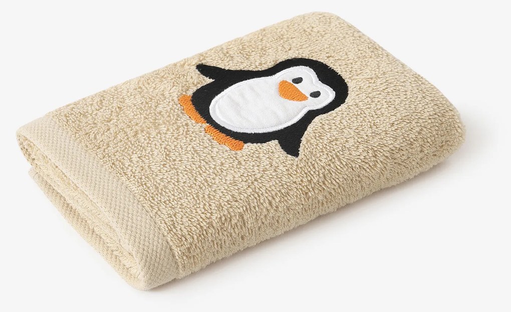 Goldea gyermek frottír törölköző - pingvin bézsen 30 x 50 cm