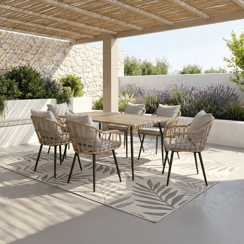 Kerti szék, fém, polyrattan, bézs, AZ-F1406 NAT
