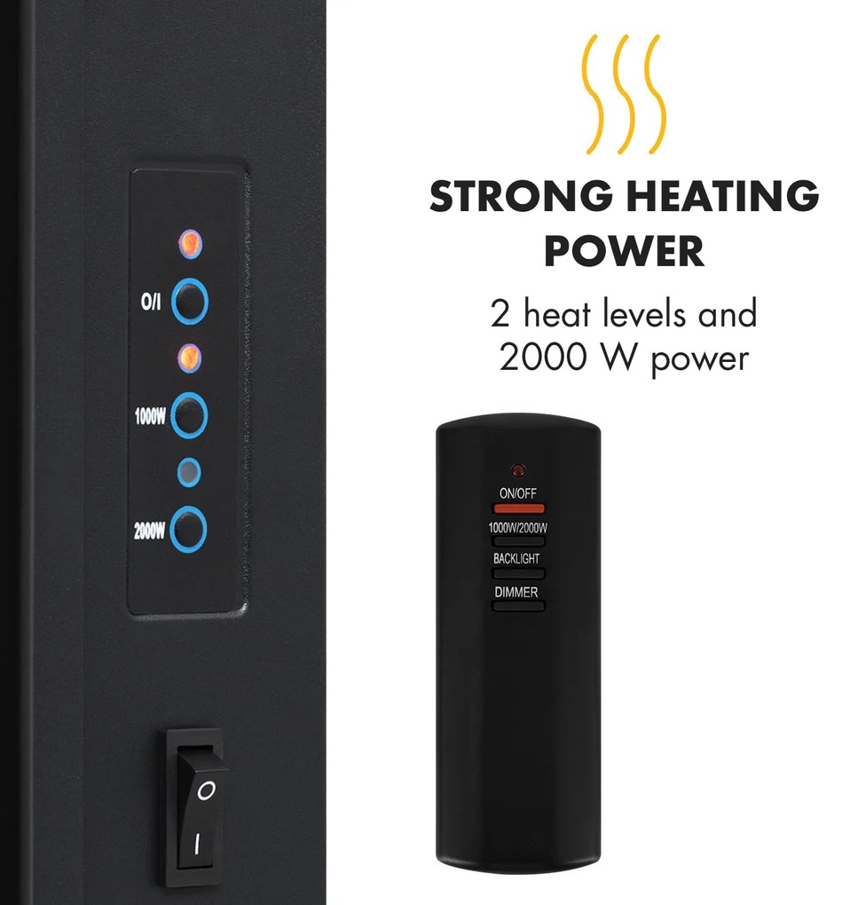 Klarstein Lausanne Vertical, elektromos kandalló, 2000 W, heti időzítő, fekete