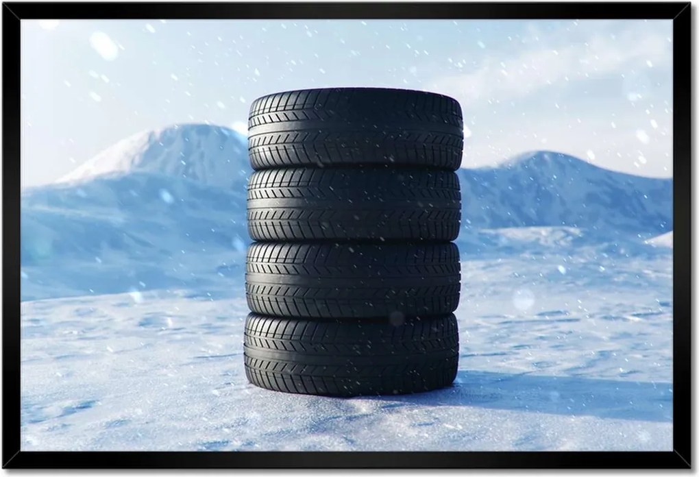 Poszterek keretben 60x40 4 Nyári gumiabroncsok a hóban