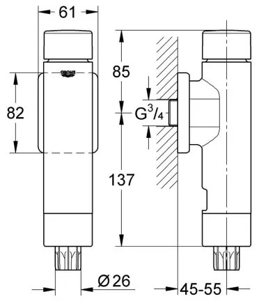 GROHE 37349000 - Nyomásos öblítő RONDO A.S. 3” fényes króm
