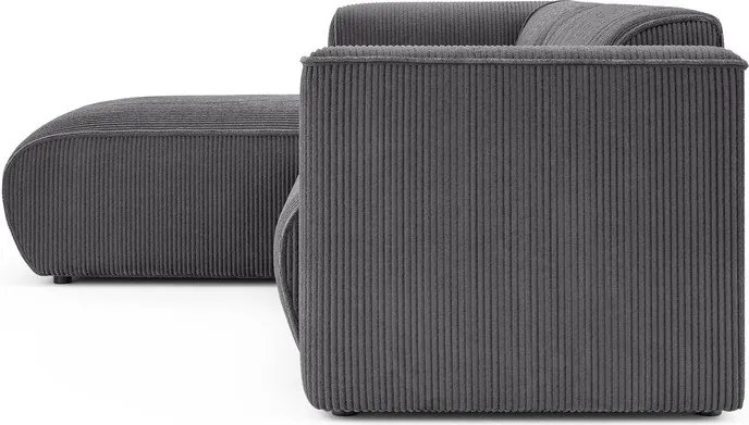 Sötétszürke kordbársony sarokkanapé (bal oldali-heverő résszel) Merid – Ropez