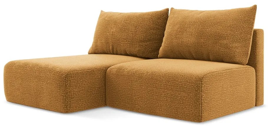 Narancssárga kinyitható-tárolóhelyes sarokkanapé (bal oldali) Kalena – Makamii