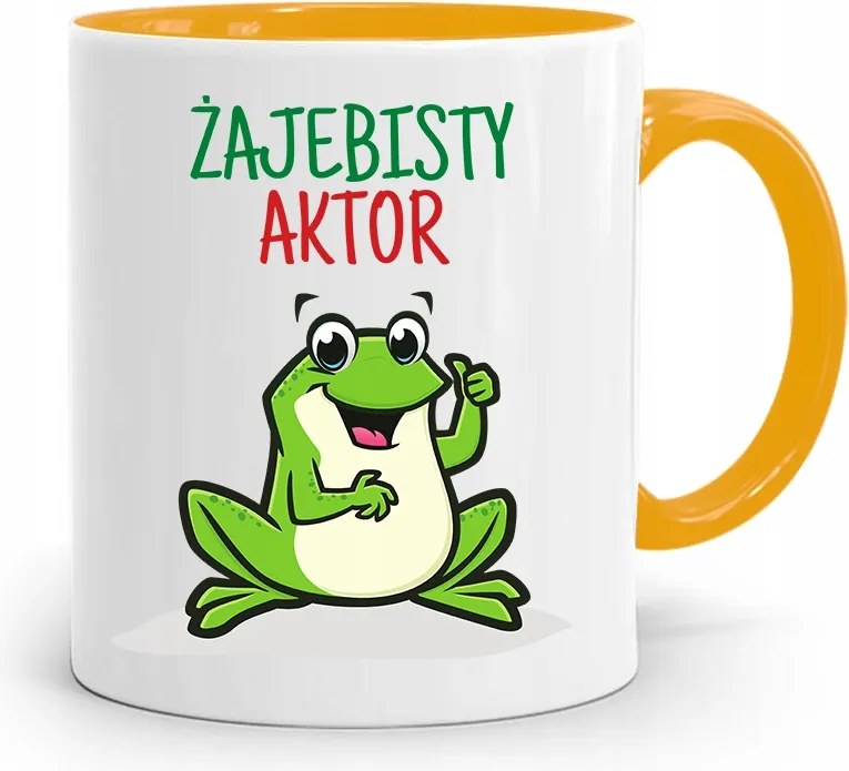 Színésznőnek Színésznő Bögre Sárga Születésnapi Ajándék fényképes nyomtatással