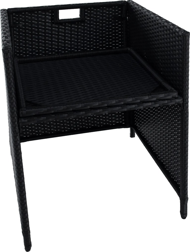 Kerti rattan szett, akácfa, fekete/krémszínű/természetes, MELFORD