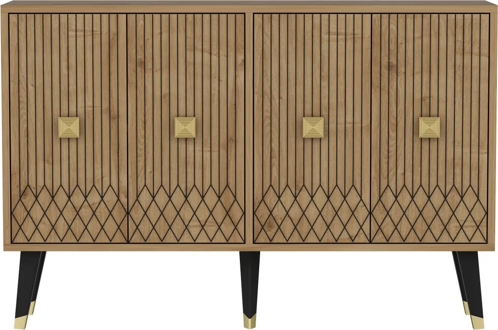 Komód, zafír tölgy-arany, 120 cm – TR327ODS1234