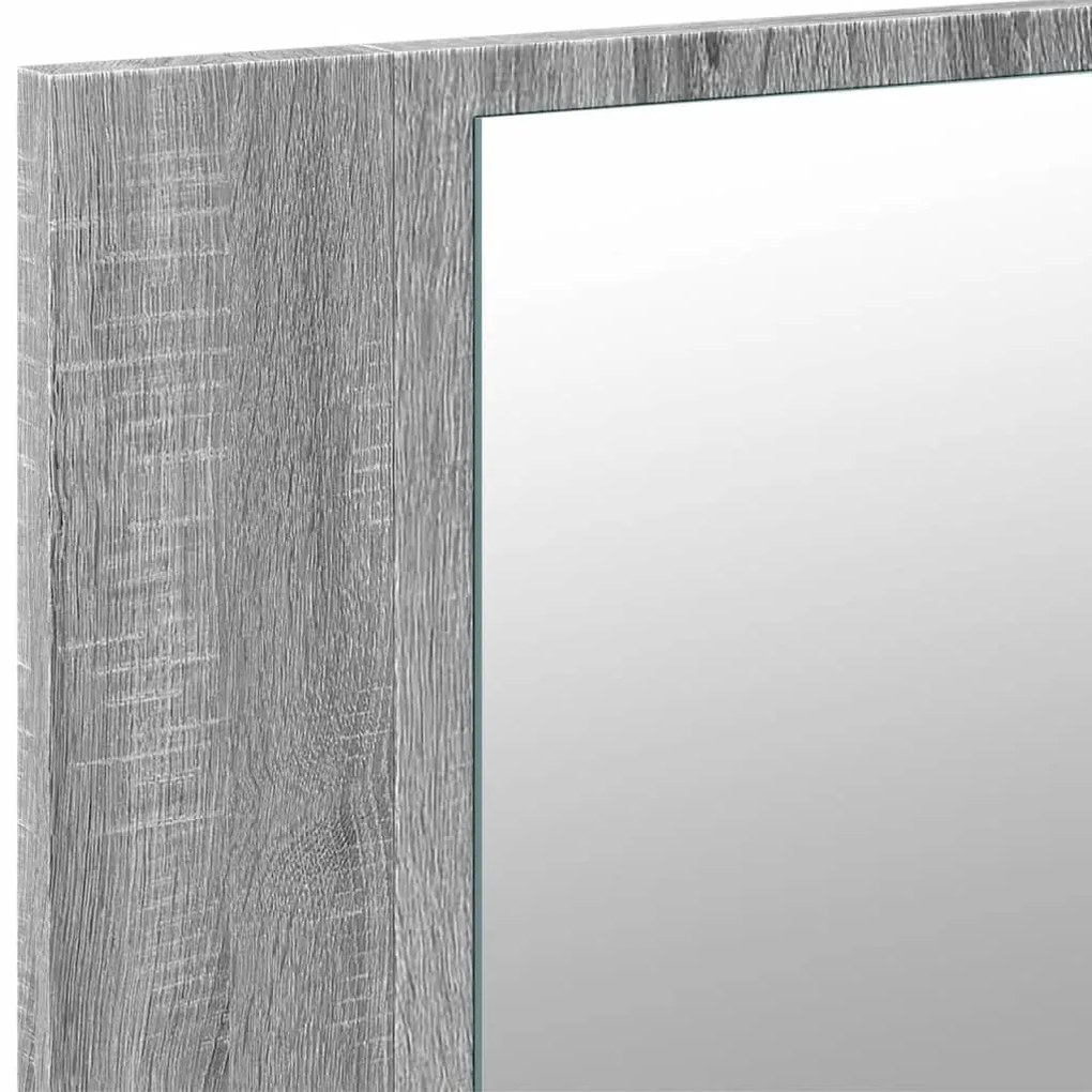 szürke sonoma akril LED-es tükrös fürdőszobaszekrény 80x12x45cm