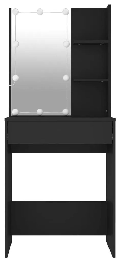 Fekete LED-es fésülködőasztal 60 x 40 x 140 cm